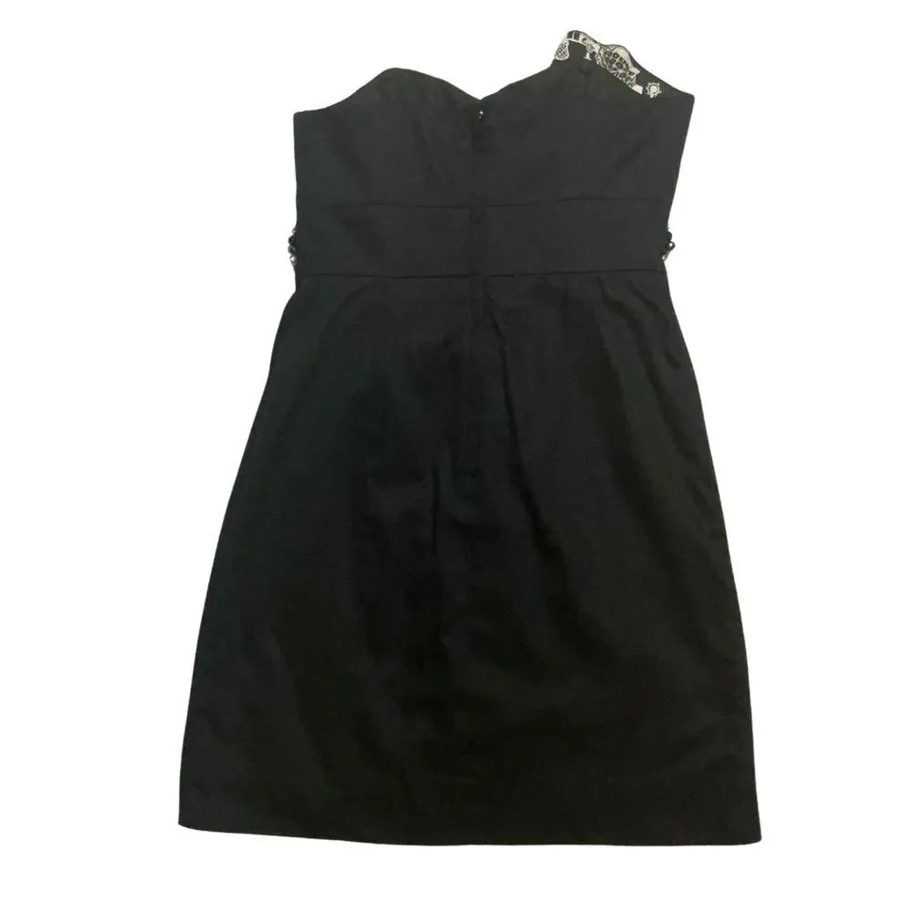 Lilly Pulitzer Mini Strapless Dress Size 4 Black Graduation Party Beaded Waist - Picture 3 of 7